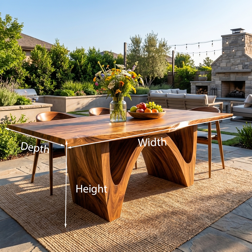 Contemporary Wooden Dining Table With Curved Base For Kitchen