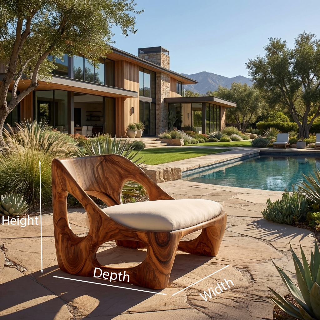 Organic Natural Wood Accent Chair For Living Room