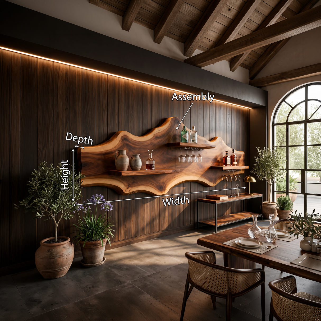 Modern Wall Mounted Wine Rack Shelf For Dining Room