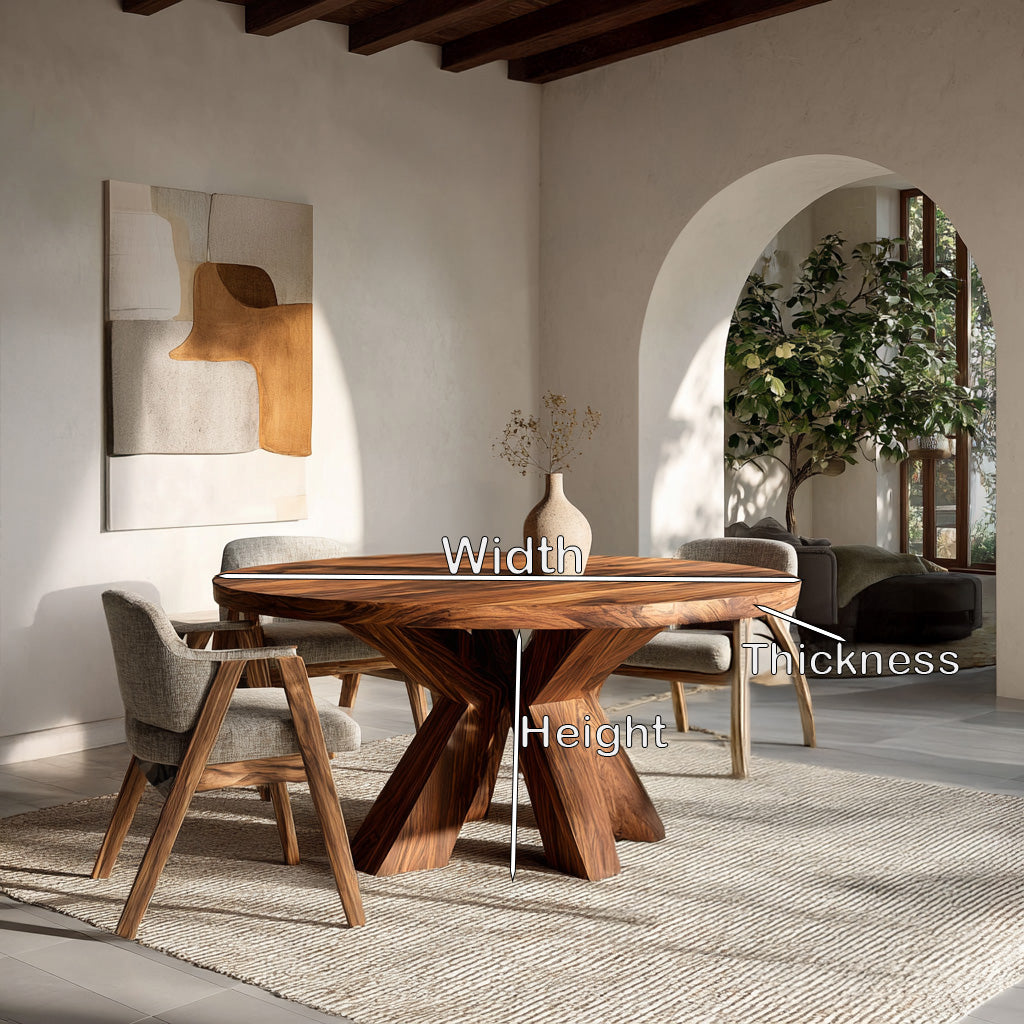 Organic Wooden Dining Table With Multi-Branched Base For Kitchen