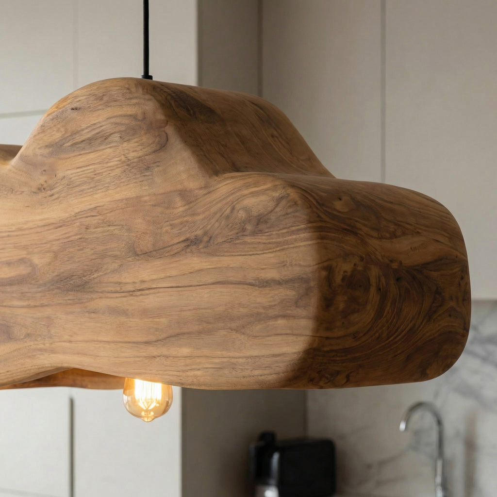 Scandinavian Wooden Pendant Light For Contemporary Kitchen Island