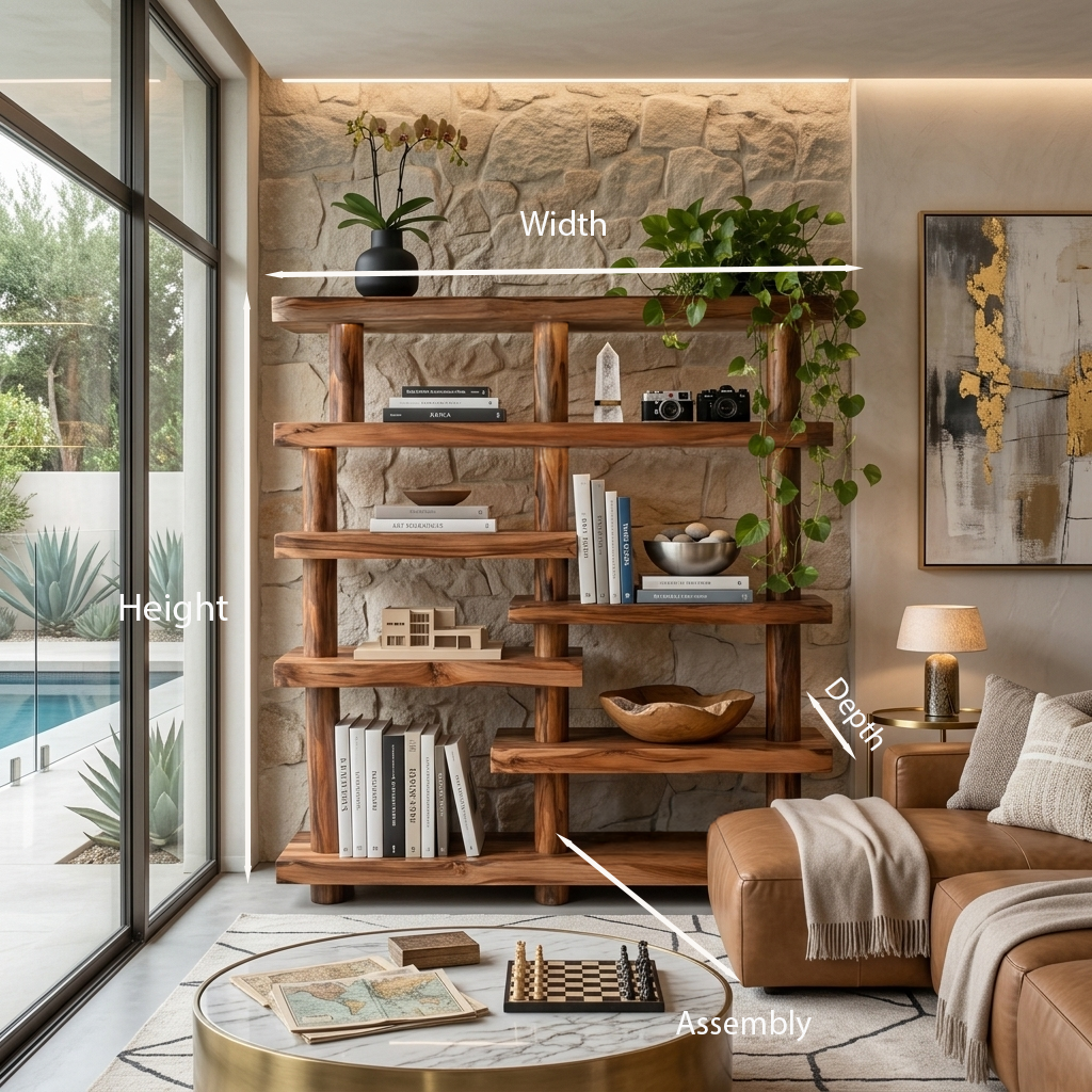 Modern Bookcase Organic Display Shelf For Living Room