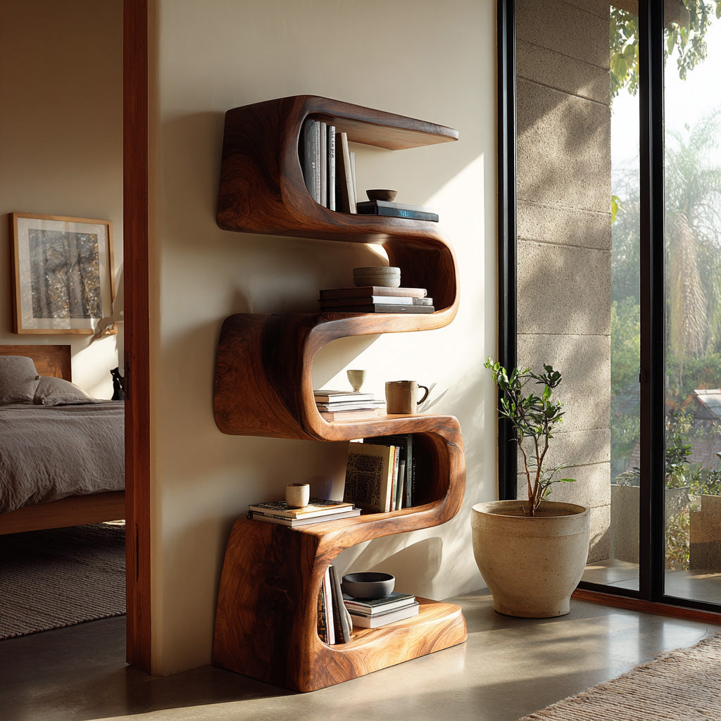 Modern Wooden Standing Shelf For Living Room Decor