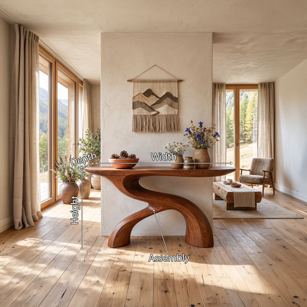 Scandinavian Crescent Hall Table For Entry Hall Interior