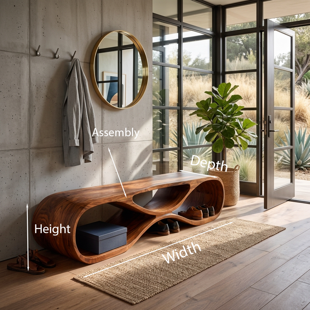 Wooden Bench Organic Sculptural Design For Home