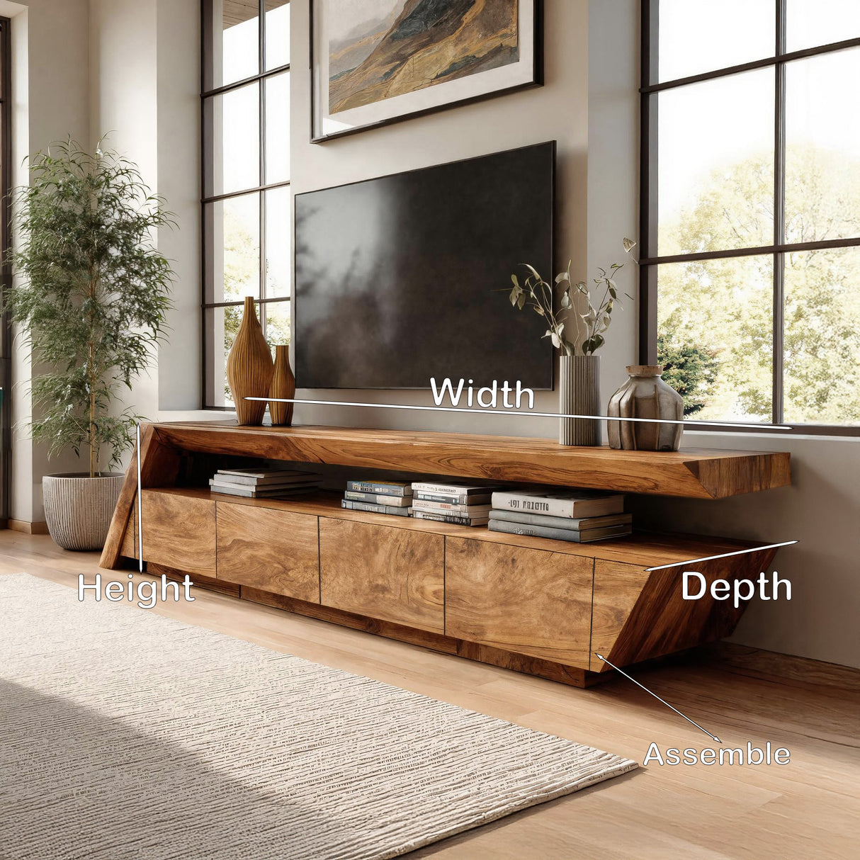 Modern Geometric TV Stand For Living Room