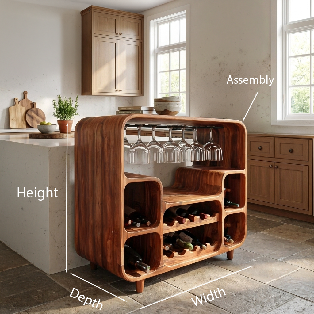 Modern Wine Cabinet With Open Bottle Display For Home Bar