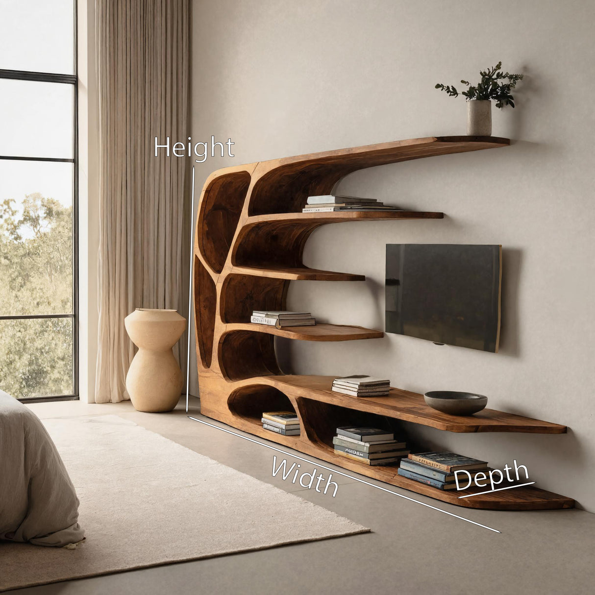 Modern Organic TV Display Shelf For Living Room