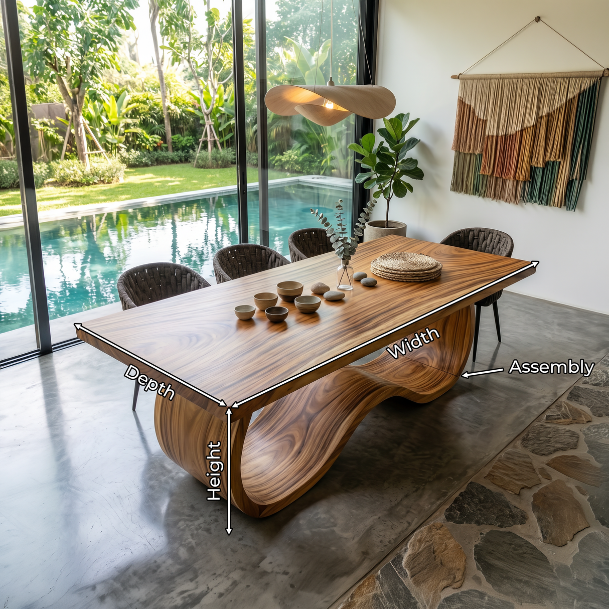 Boho Statement Table For Indoor Pool Dining Area