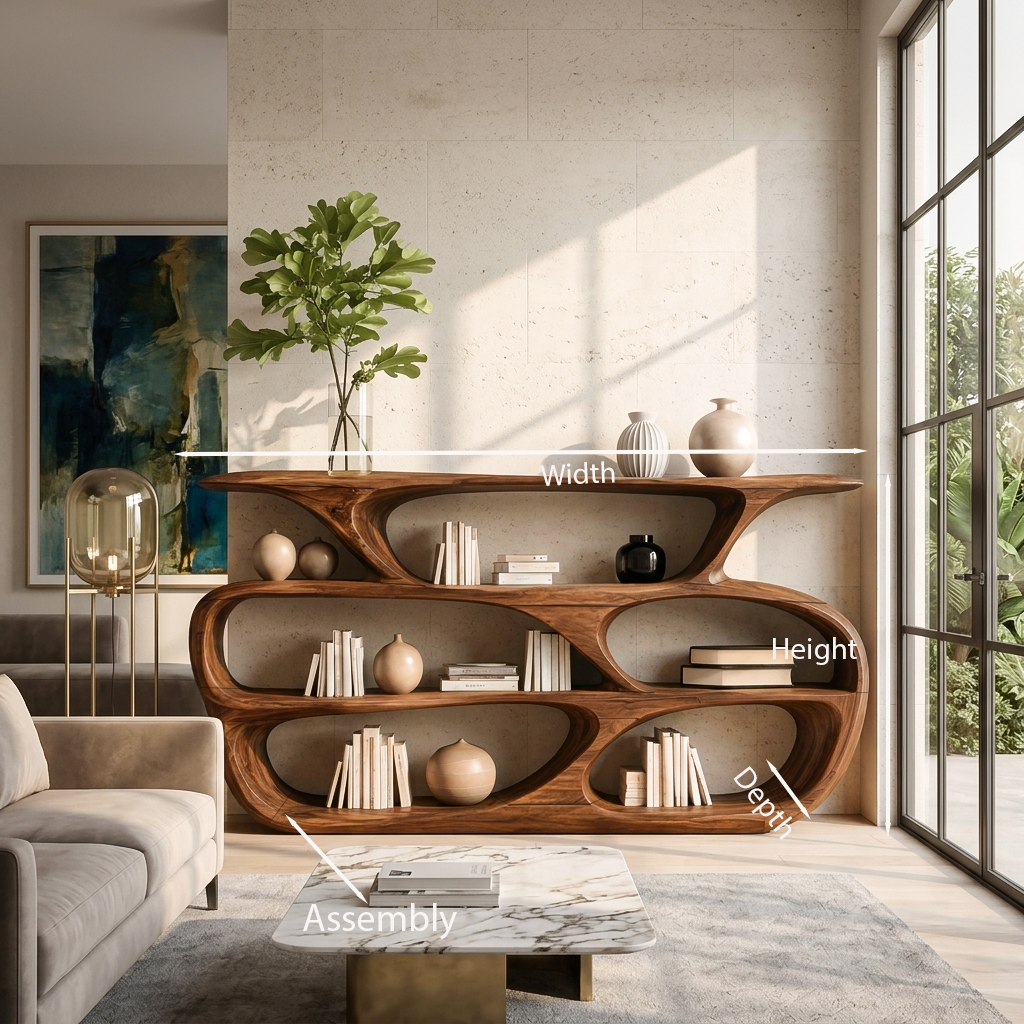 Modern Curved Shelf For Living Room Or Office