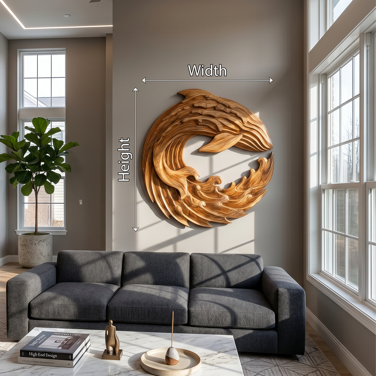Contemporary Ocean Wave Wood Wall Art For Luxury Living Room Decor