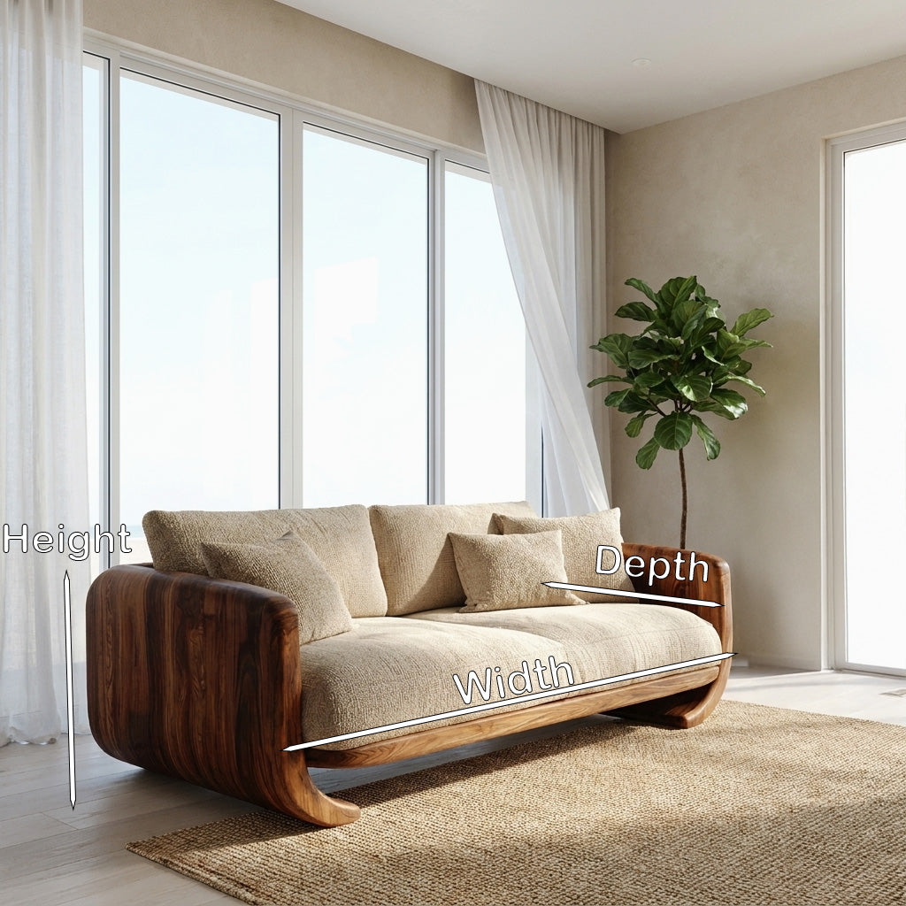 Organic Modern Curved Wood Sofa For Living Room