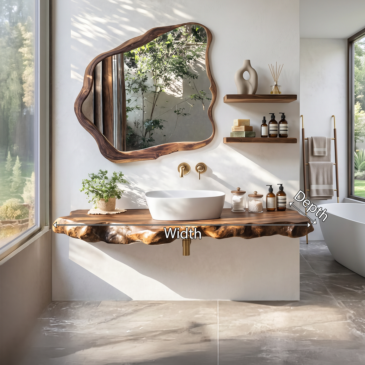 Farmhouse Bathroom Vanity In Solid Oak Wood Style