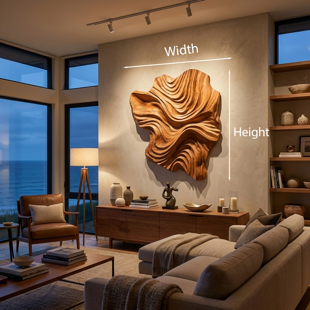 Organic Wood Wall Art Wave Design For Luxury Living Room