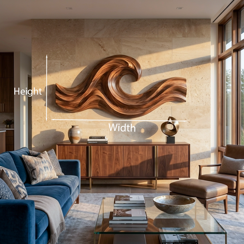 Wave Inspired Wood Wall Art For Luxury Living Room Space