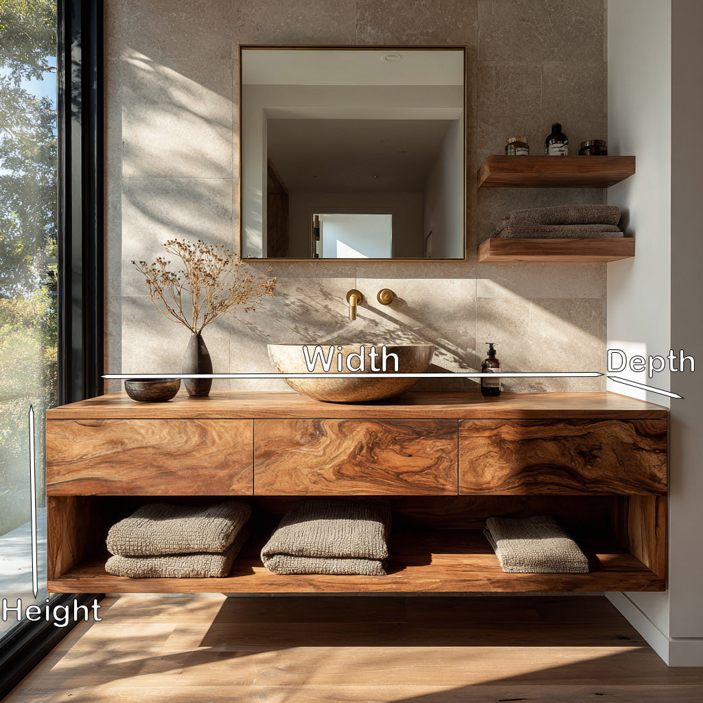 Contemporary Wooden Floating Bathroom Vanity With 3 Drawers For Bathroom