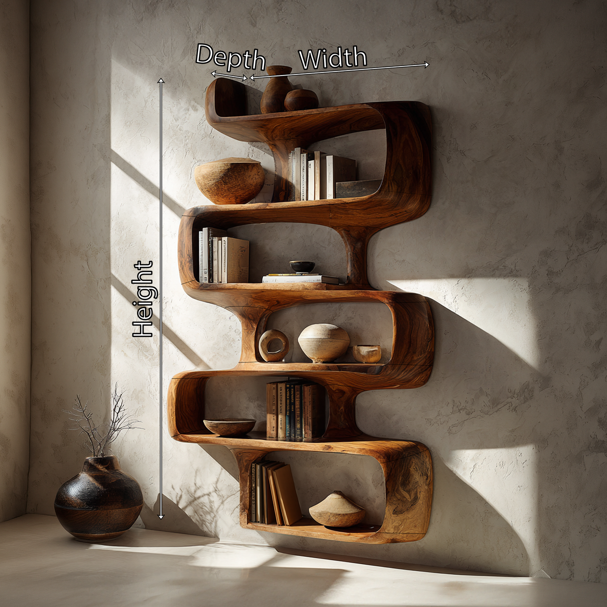 Mid Century Modern Abstract Bookshelf Dining Room Storage