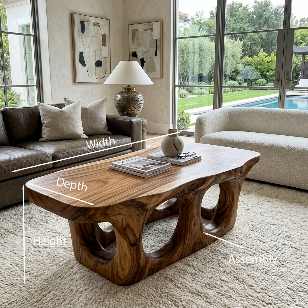 Organic Coffee Table With Sculptural Open Arch Base For Living