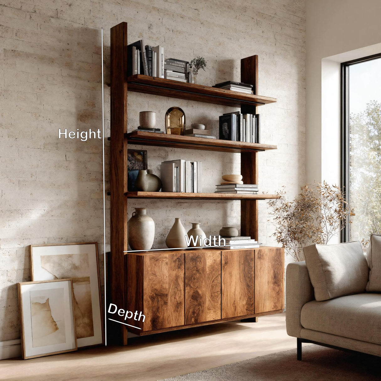 Modern Bookshelf With Open Shelf And Drawers For Living