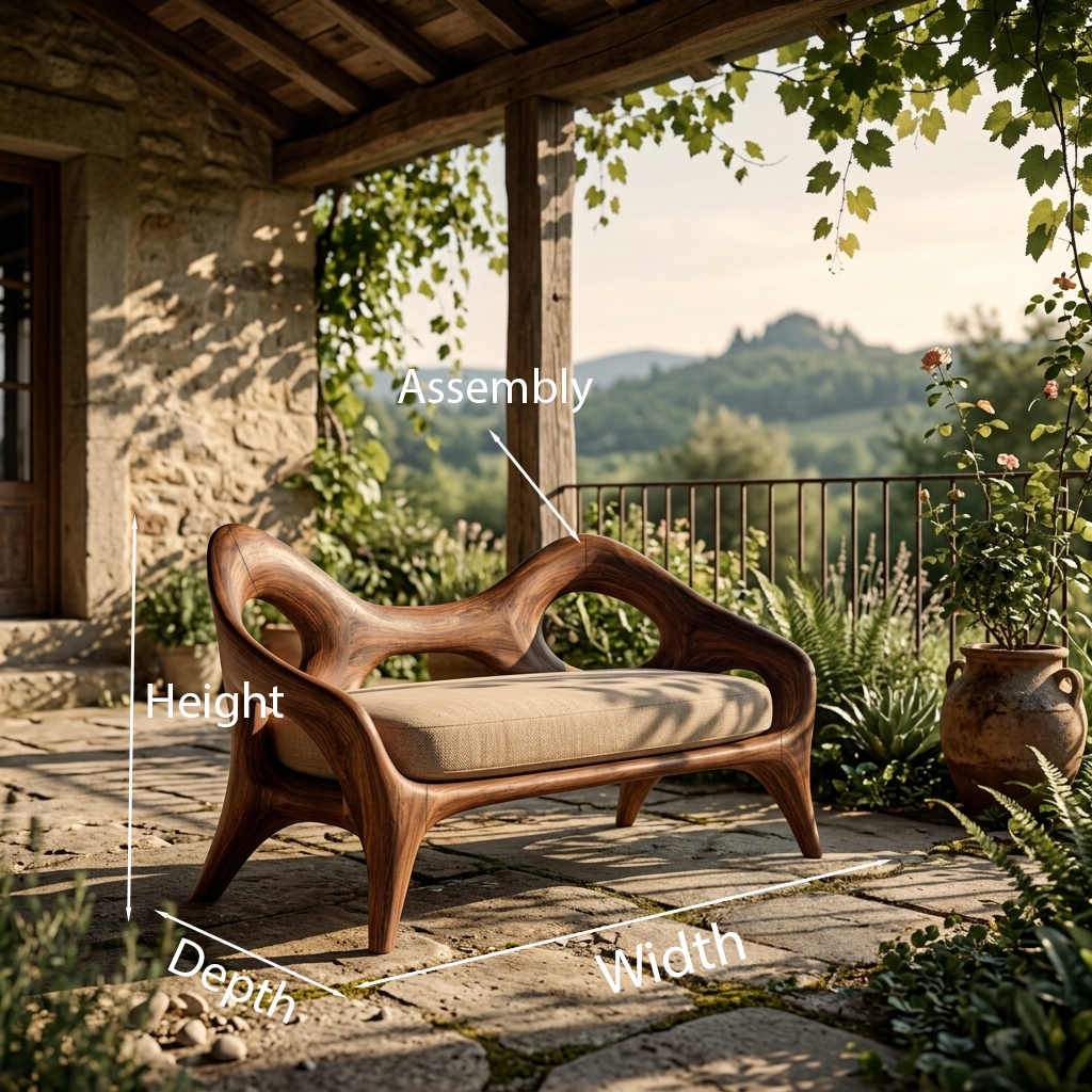 Organic Sculptural Natural Wood Sofa For Statement Hallway