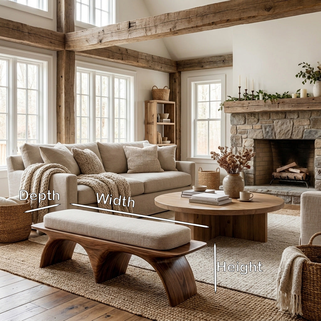 Modern Organic Wooden Sculptural Bench For Living Room