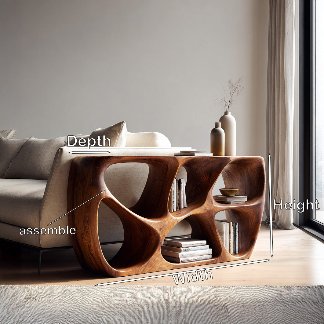 Elegant Wood Console Table With Open Storage For Living Room