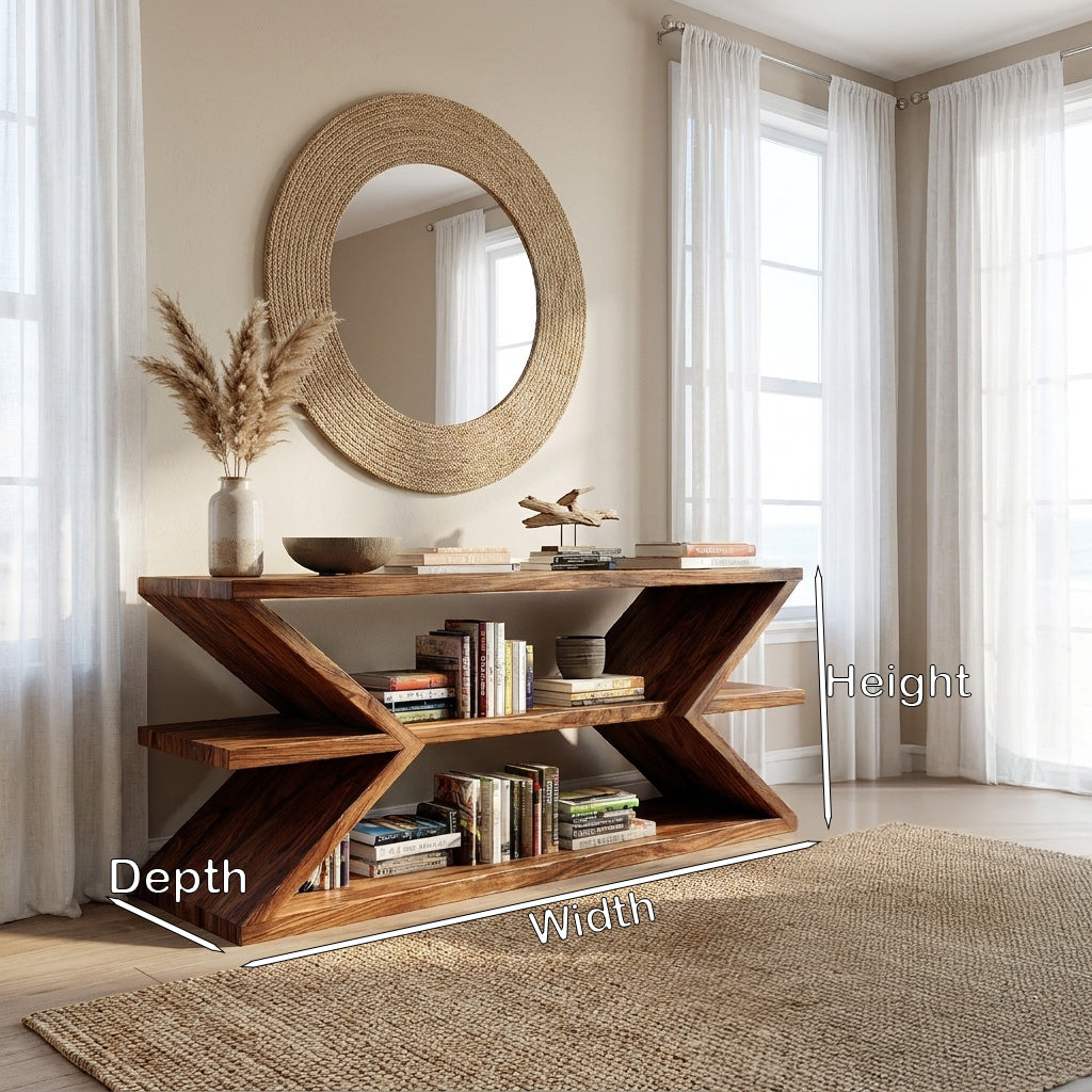 Contemporary Sculpture Wood Console Table For Modern Living Room