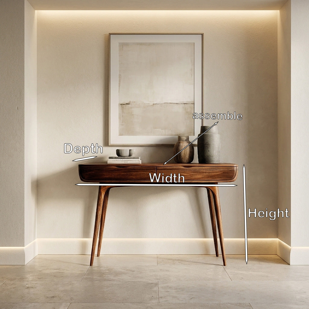Mid Century Natural Wood Console Table For Hallway Decor