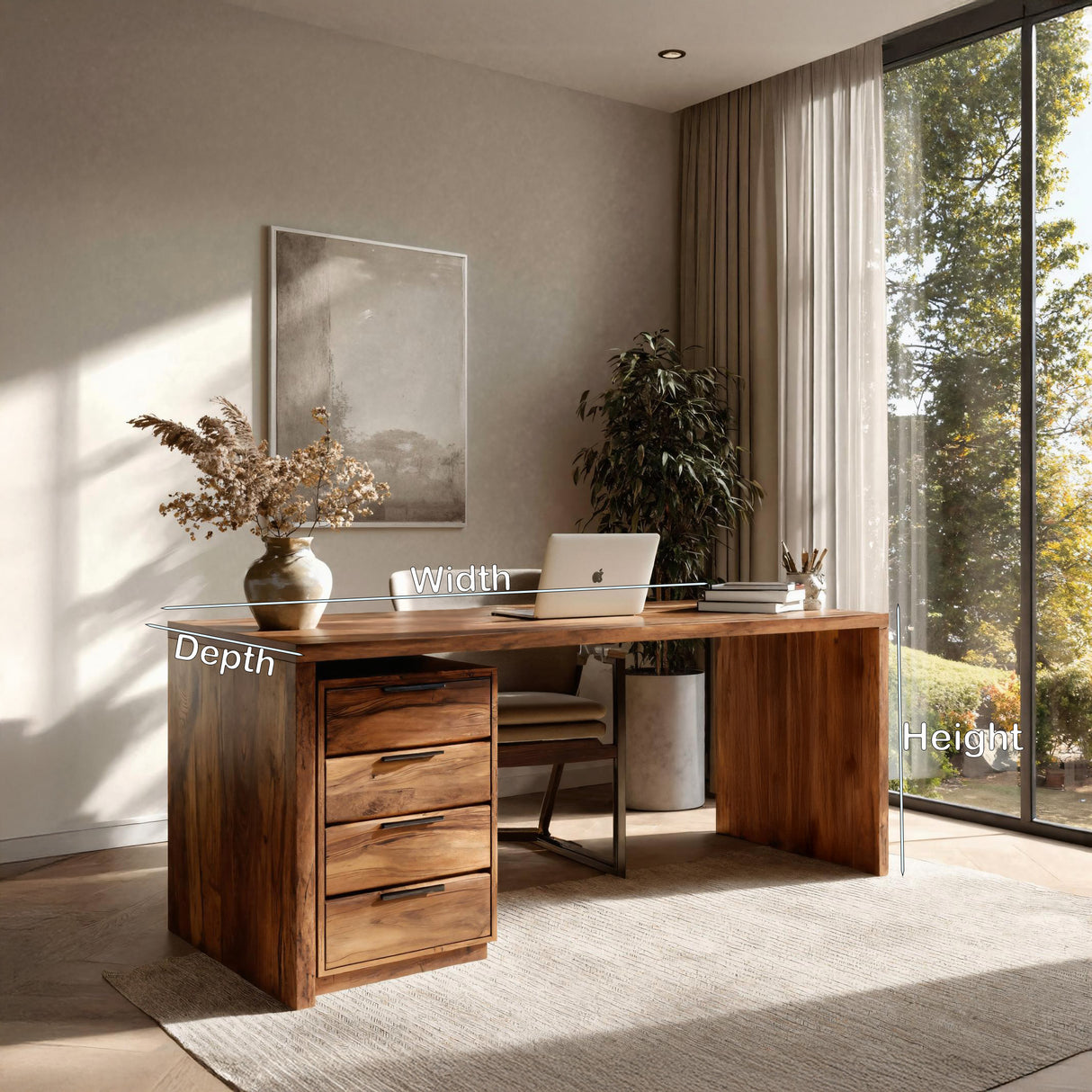 Modern Contemporary Wooden Desk With Drawers For Home Office