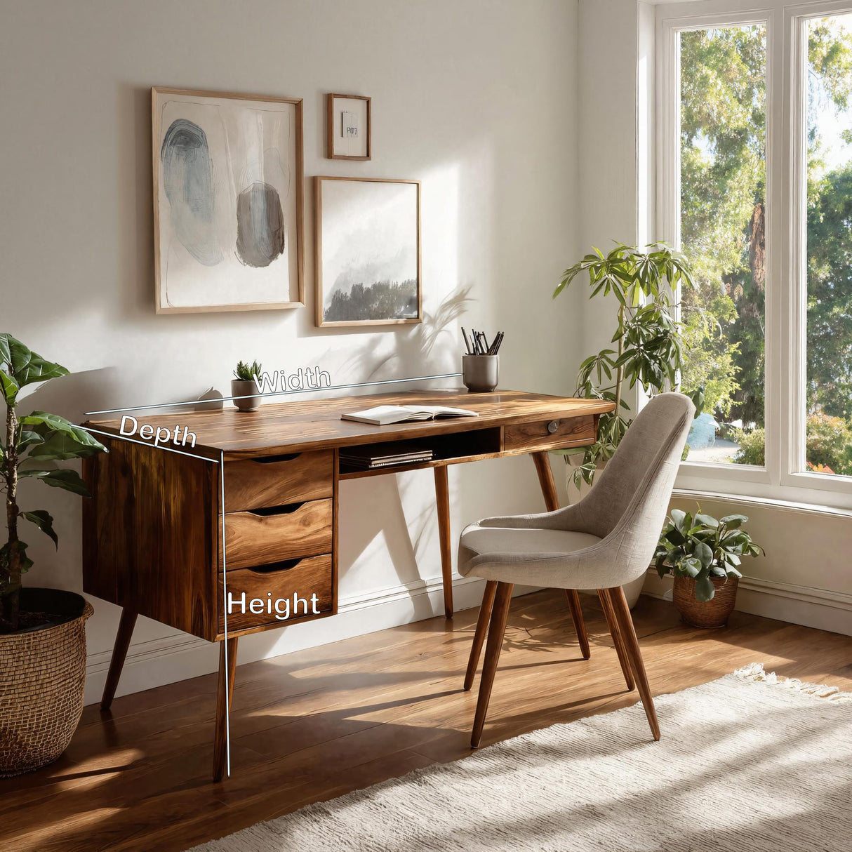 Scandinavian Wooden Writing Desk For Home Office