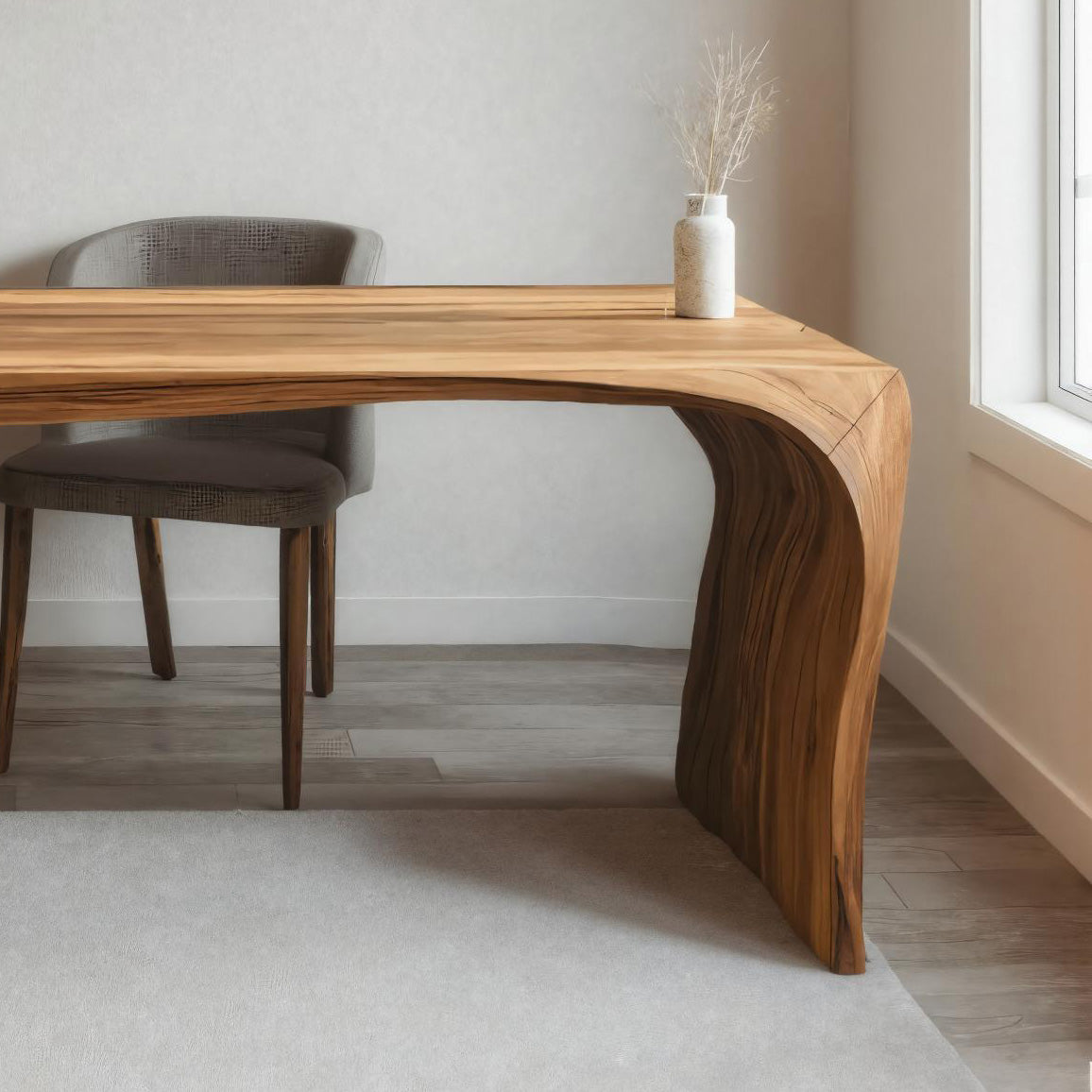 Modern Carved Desk Curved Leg With Drawer Cabinet For Workspace