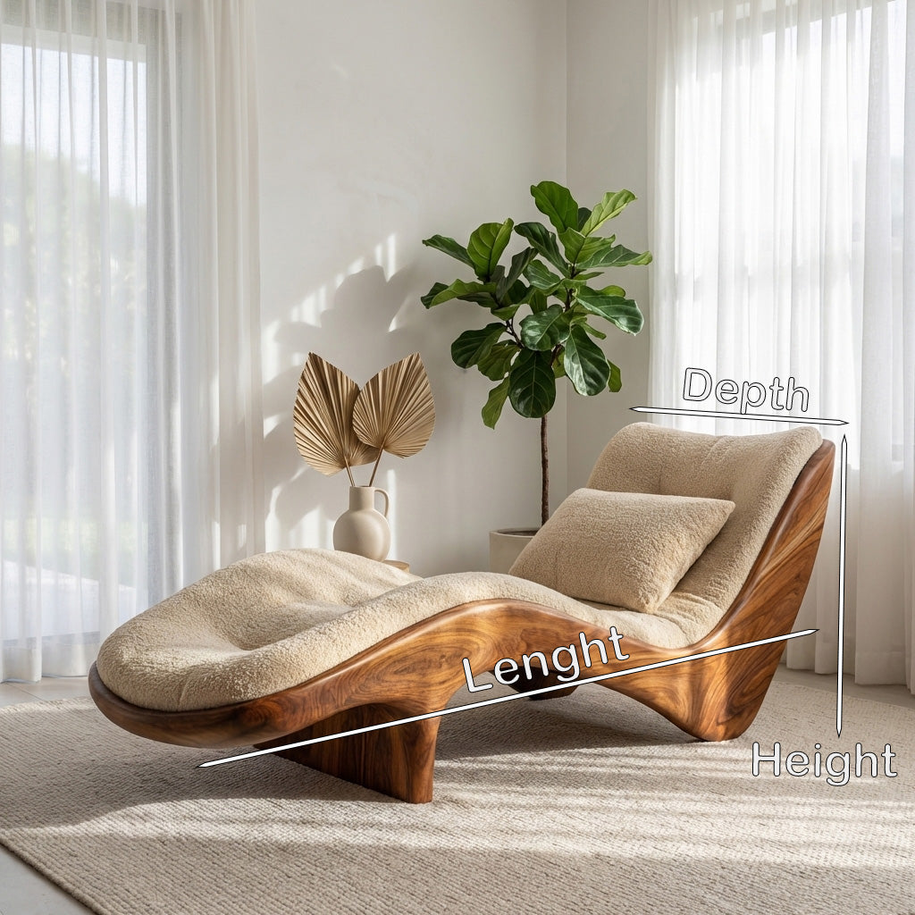 Organic Modern Natural Wood Lounge Chair For Reading Nook