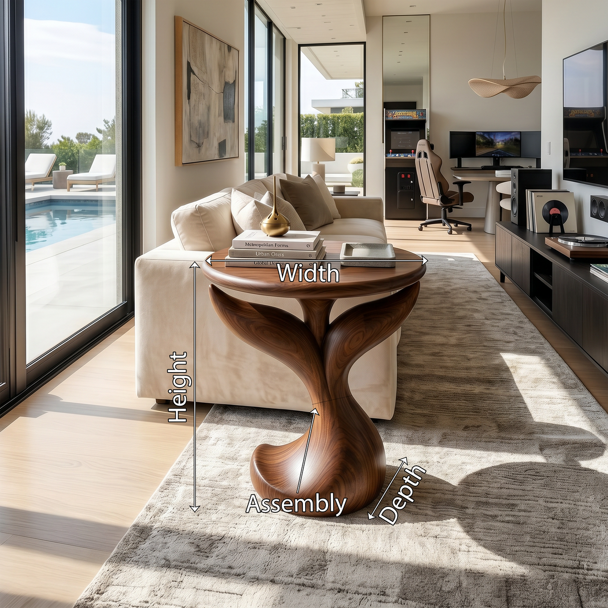 Biomorphic Leaf Side Table Entertainment Lounge