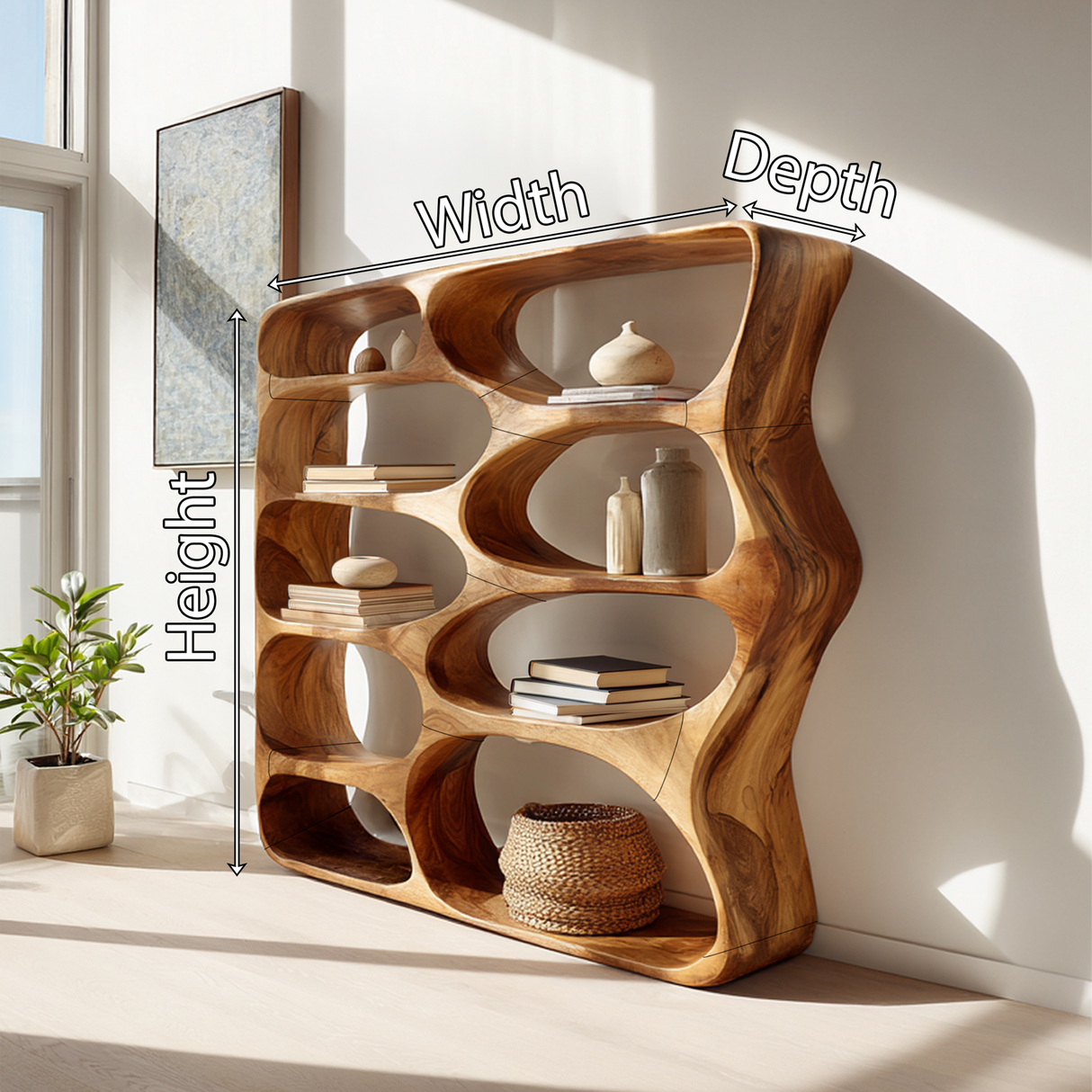 Minimalist Modern Curved Bookshelf Home Office Storage