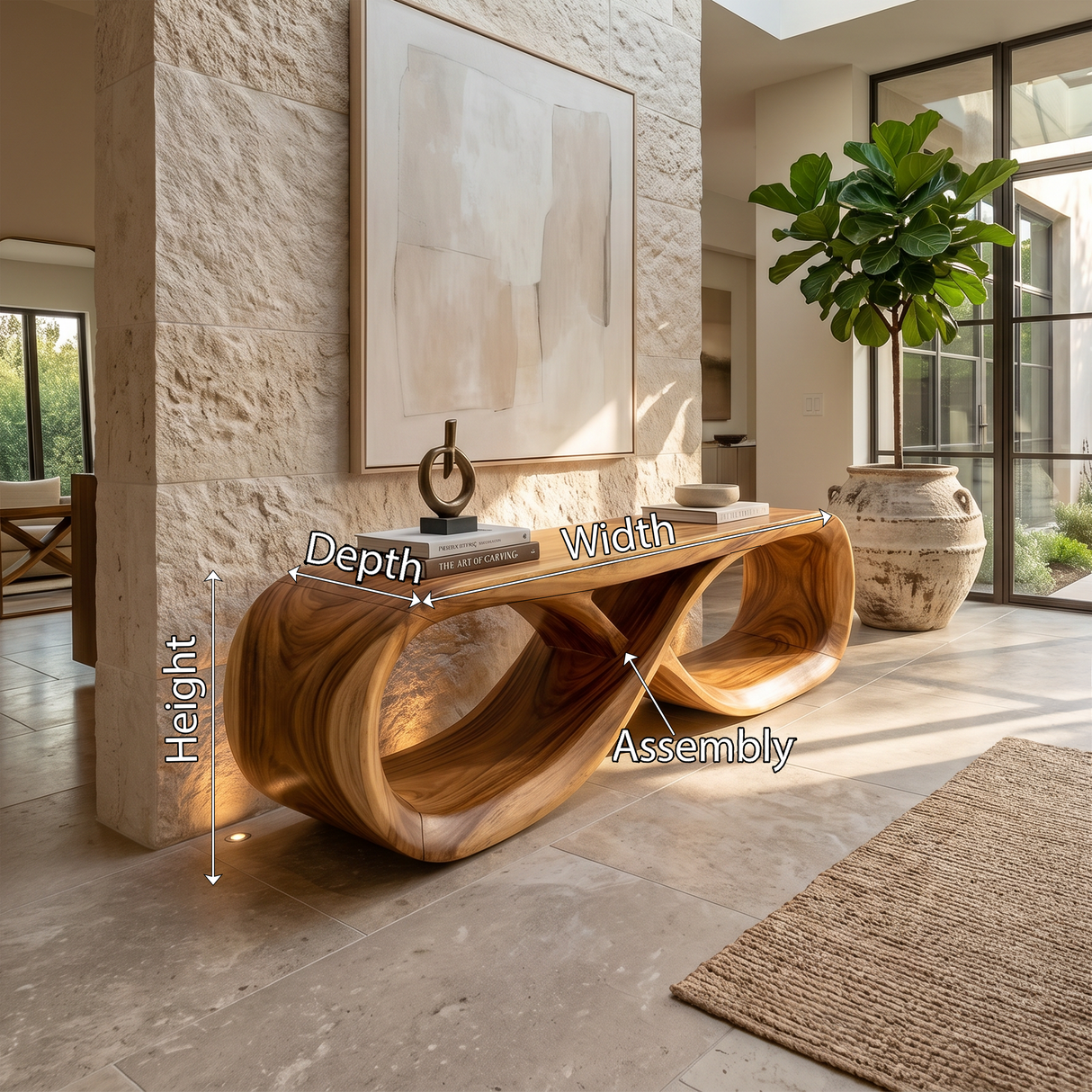 Curved Wooden Bench Contemporary Residence