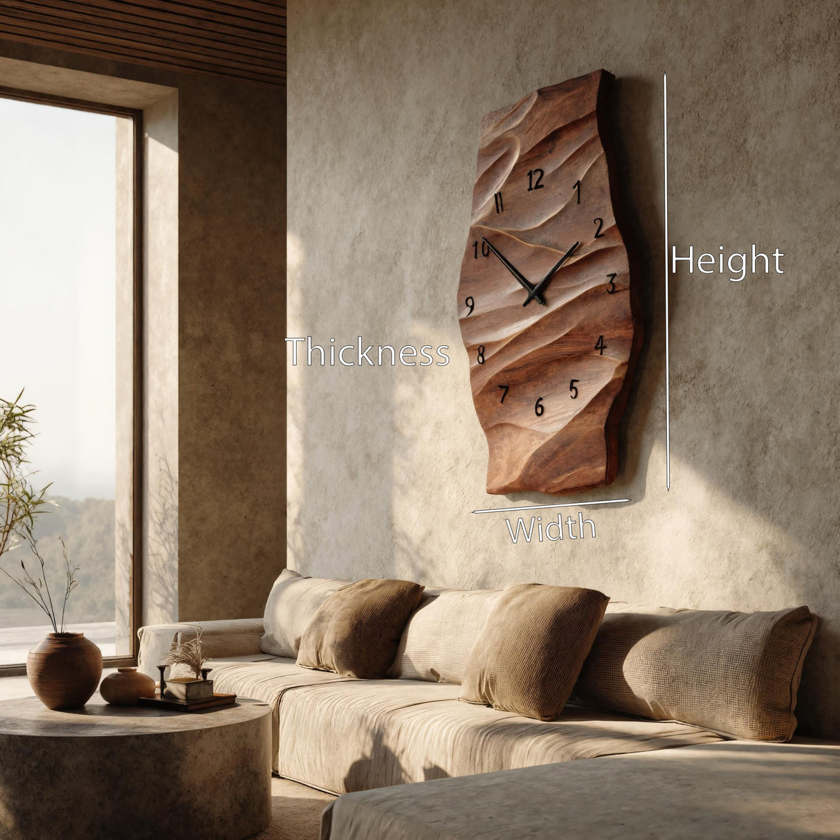 Organic Natural Grain Art Wall Clock For Living Room