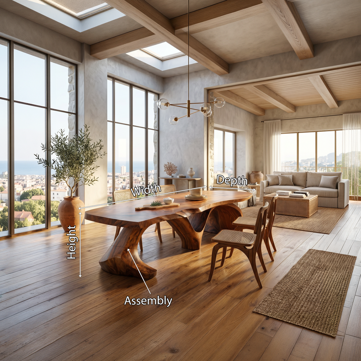 Modern Slab Dining Table For Formal Dining Room