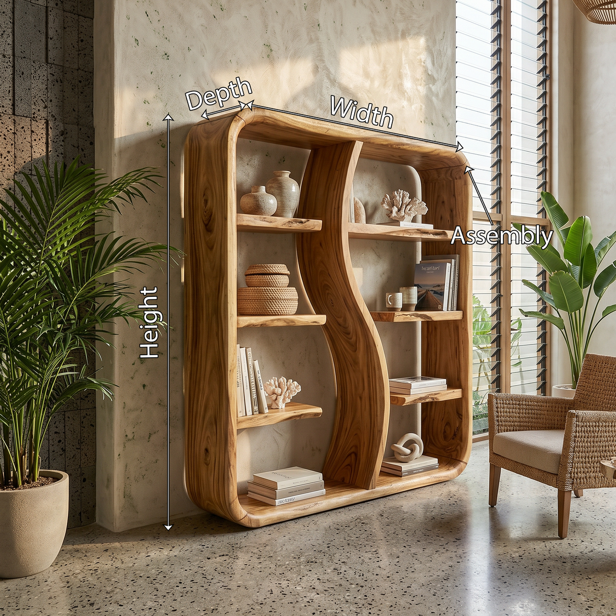 Modern Wooden Storage Bookshelf With Open Shelves
