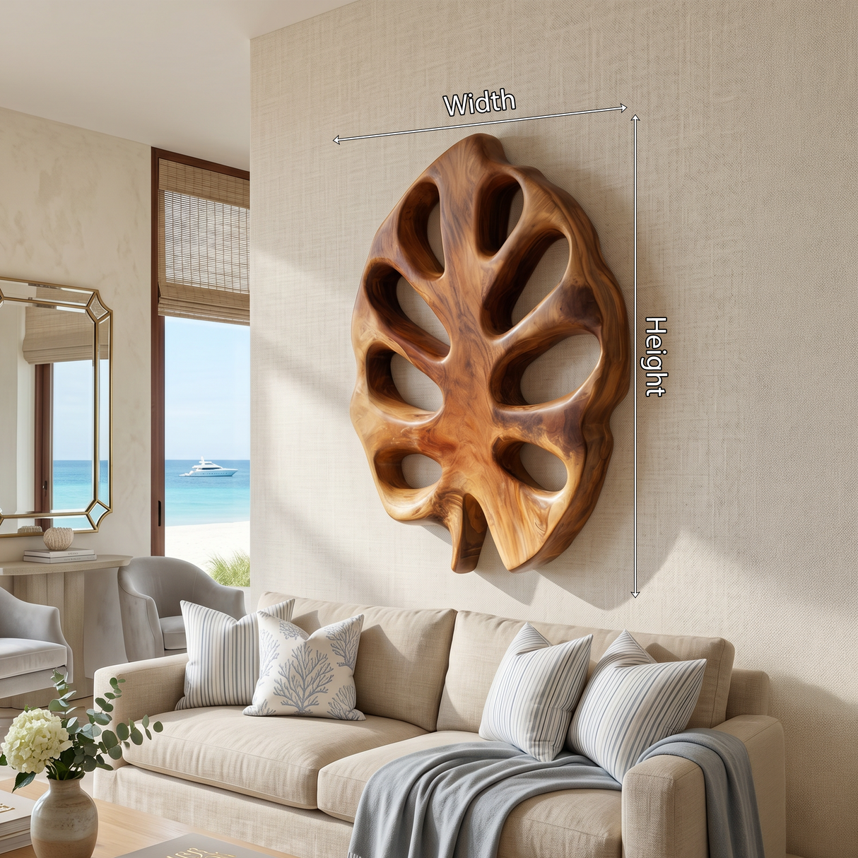 Organic Monstera Wall Sculpture For Lounge Interior