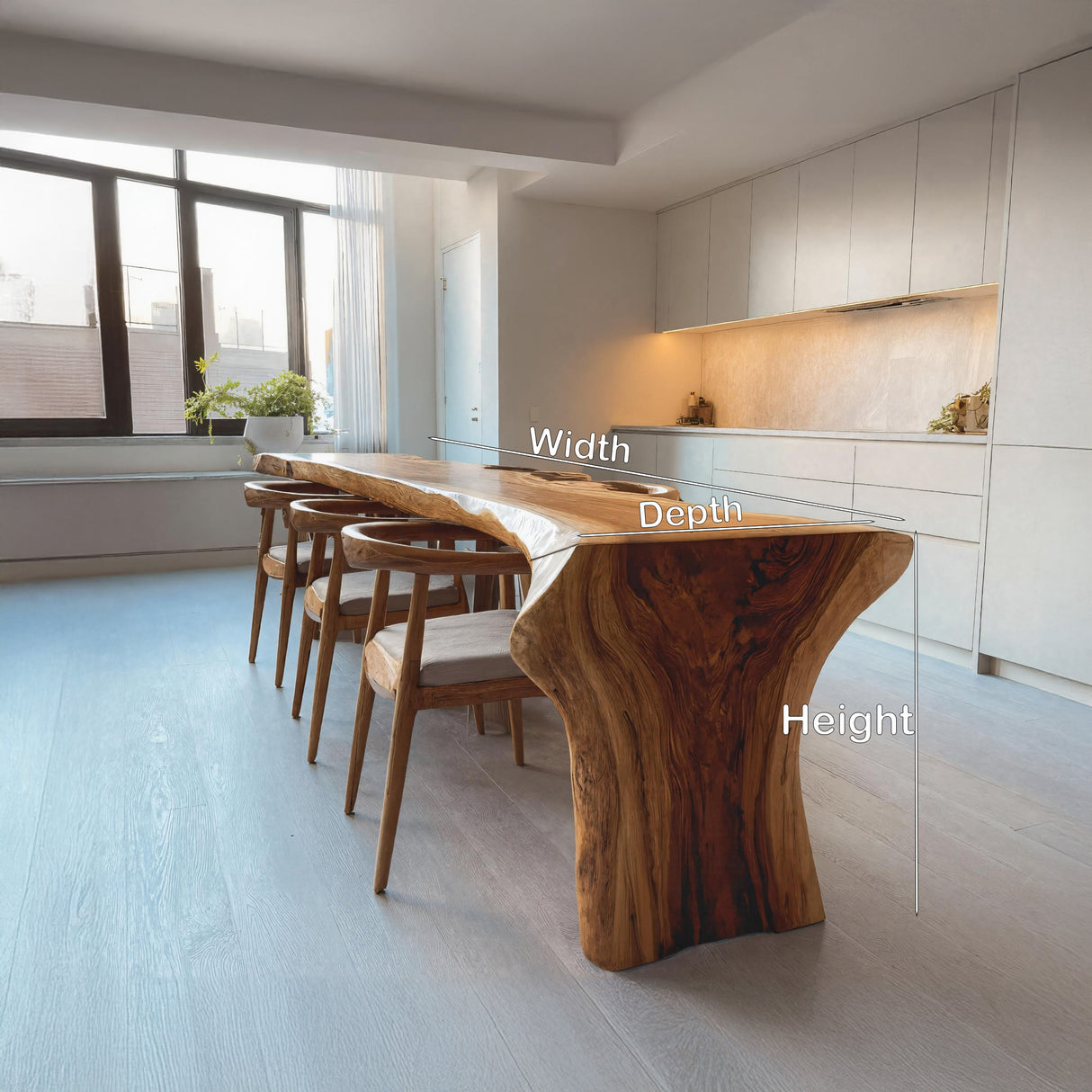 Organic Modern Live Edge Dining Table For Kitchen