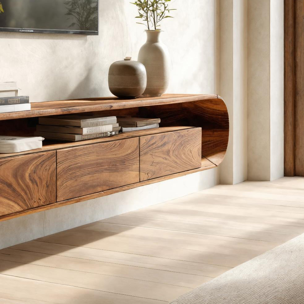 Organic Modern Floating TV Console For Living Room
