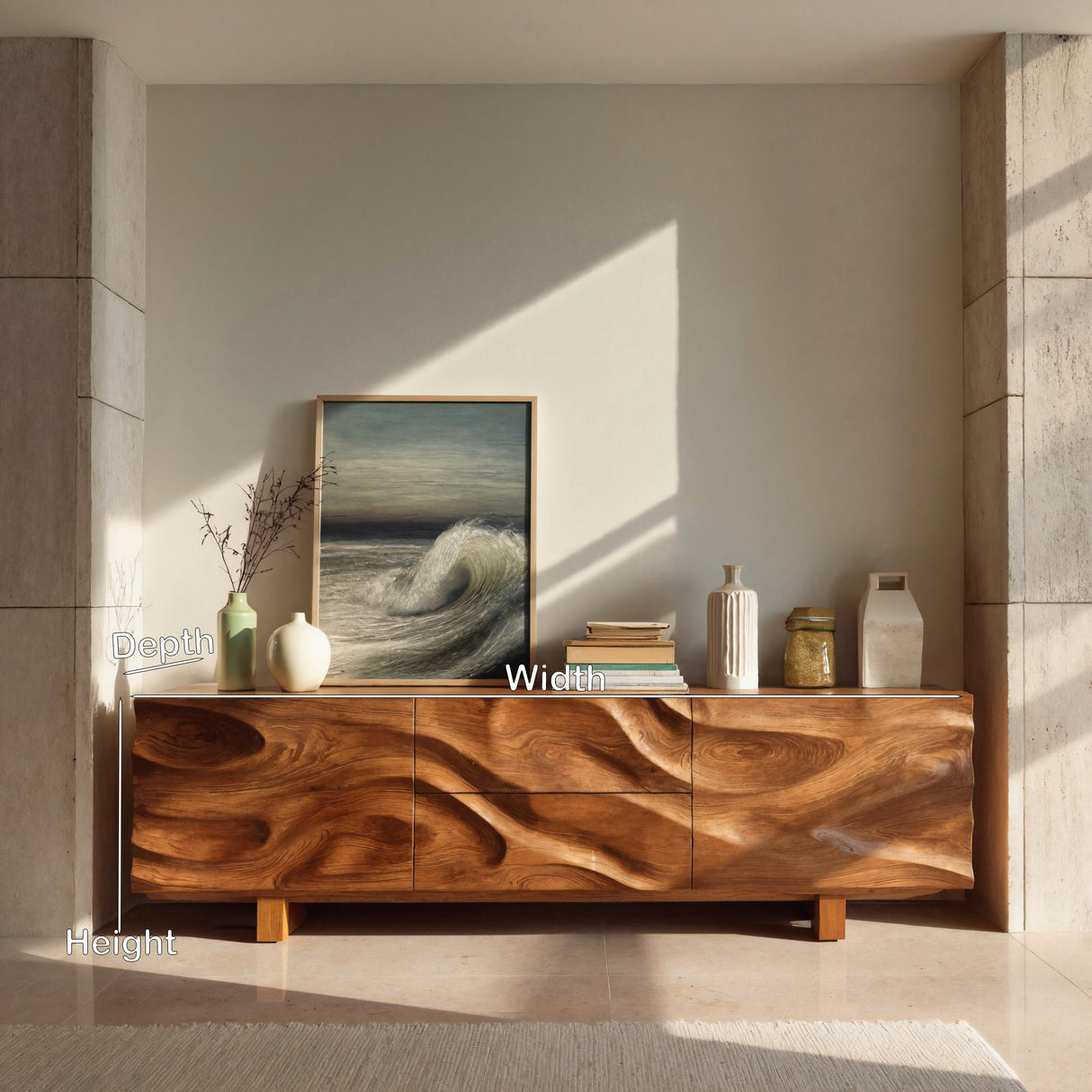 Modern Organic Sideboard Storage Cabinet For Living Room