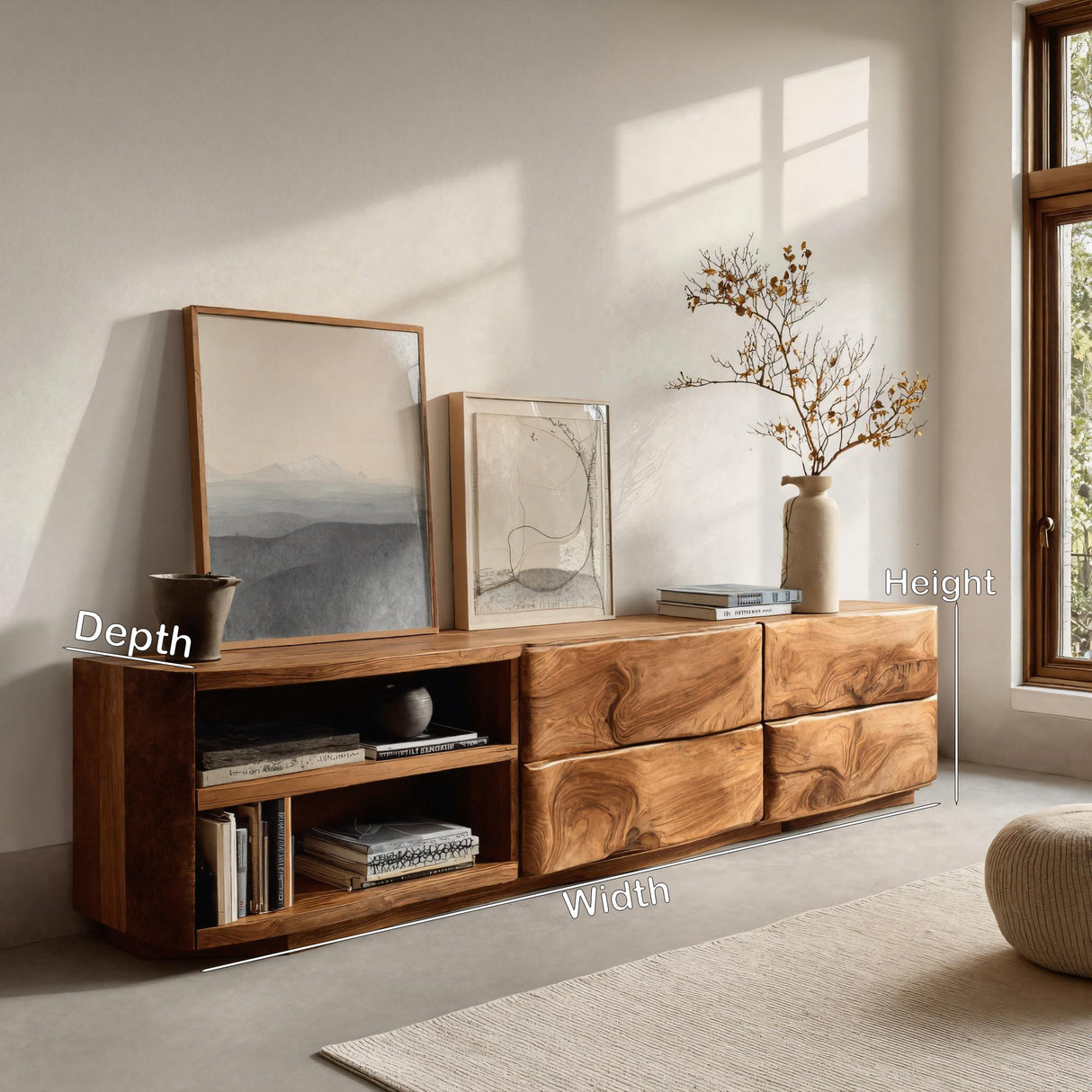 Quiet Luxury Low Sideboard Console For Living Room