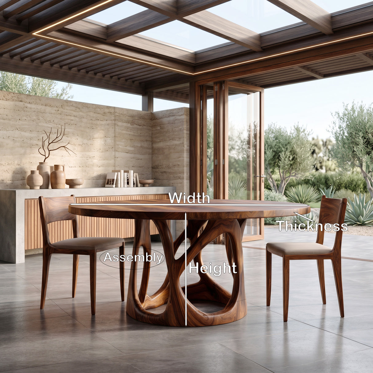 Organic Round Dining Table With Sculptural Leg For Dining Room