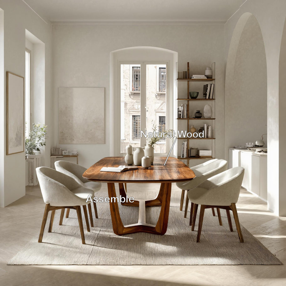 Organic Modern Dining Table With Curved Base For Dining Room