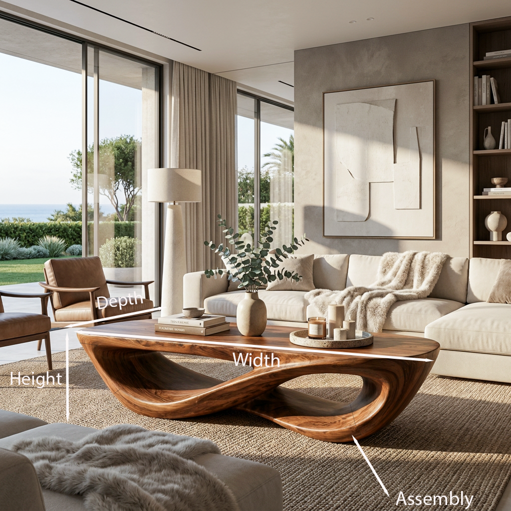 Luxury Coffee Table With Double Loop Base For Living Room