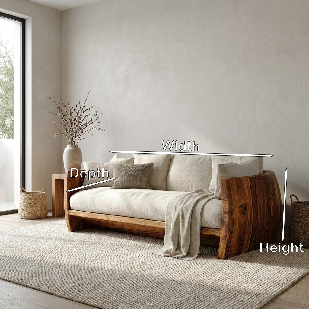 Minimalist Natural Wood Sofa For Living Room