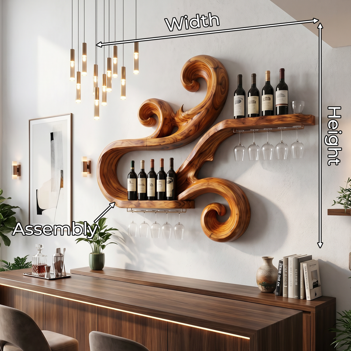 Handcrafted Scandinavian Wine Display Rack For Living Room