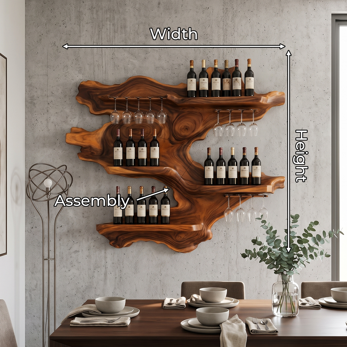 Handcrafted Mid Century Wine Bottle Holder For Living Room