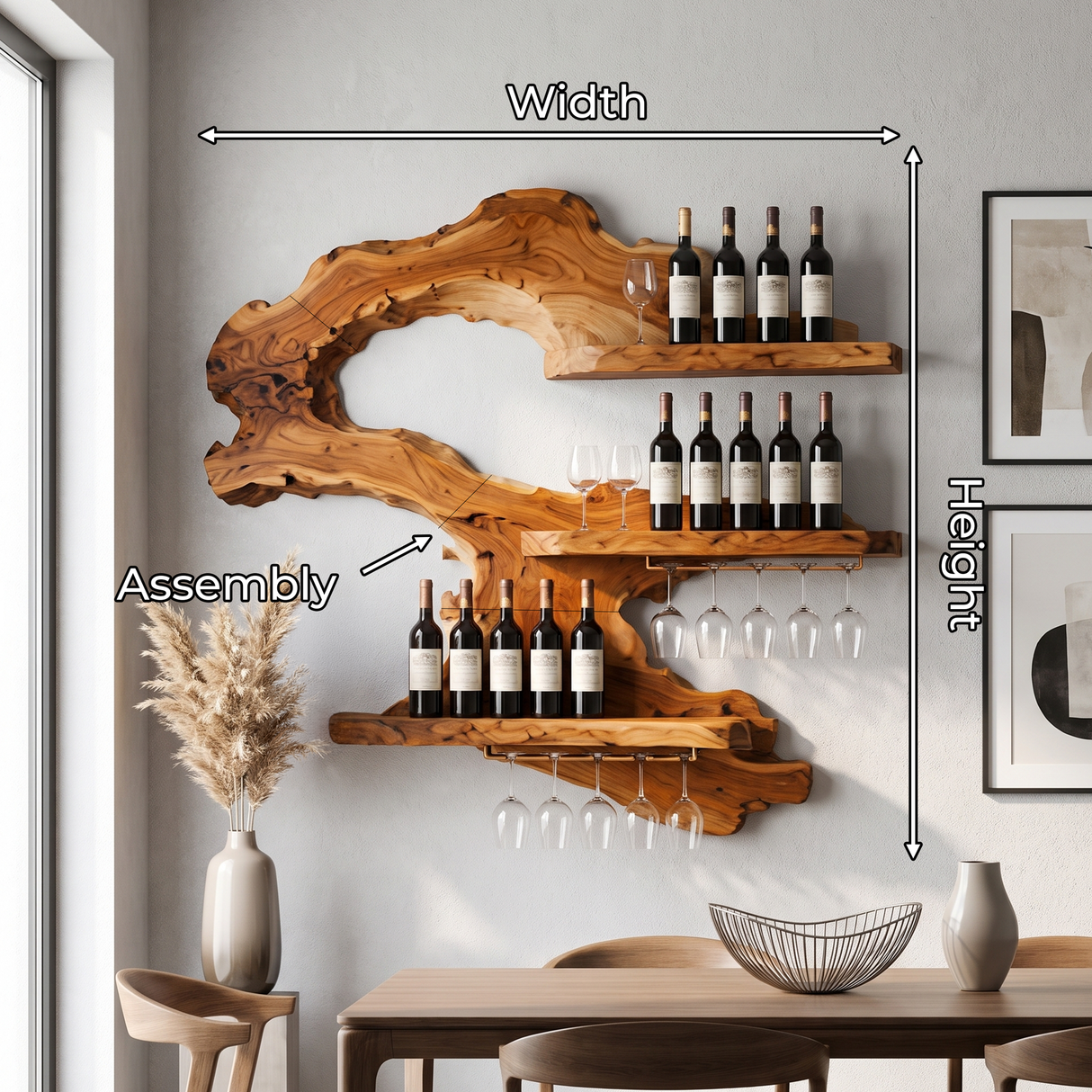 Mid Century Wine Rack Wall Mounted For Home Bar